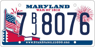 MD license plate 7BJ8076