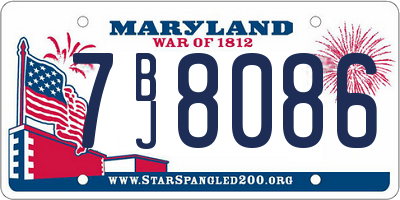 MD license plate 7BJ8086