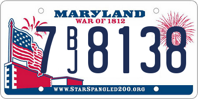 MD license plate 7BJ8138