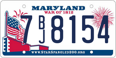 MD license plate 7BJ8154