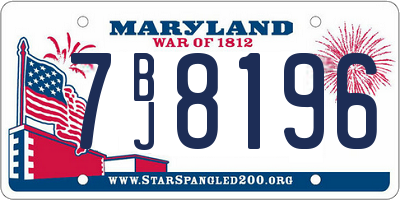 MD license plate 7BJ8196