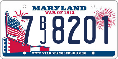 MD license plate 7BJ8201