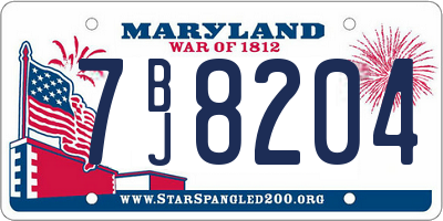 MD license plate 7BJ8204