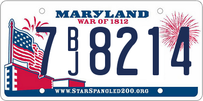 MD license plate 7BJ8214
