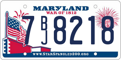 MD license plate 7BJ8218