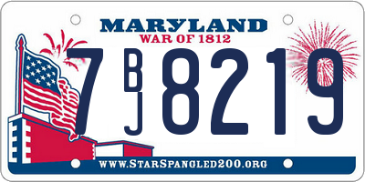 MD license plate 7BJ8219