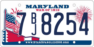 MD license plate 7BJ8254