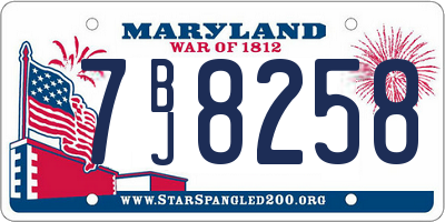 MD license plate 7BJ8258
