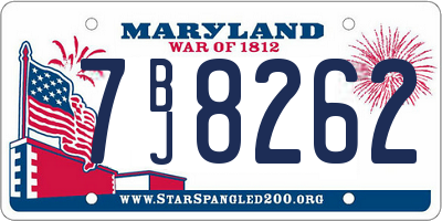 MD license plate 7BJ8262