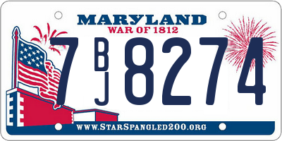 MD license plate 7BJ8274