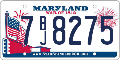 MD license plate 7BJ8275