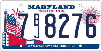 MD license plate 7BJ8276