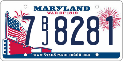 MD license plate 7BJ8281