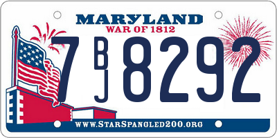 MD license plate 7BJ8292