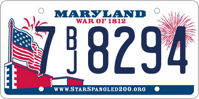 MD license plate 7BJ8294