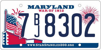 MD license plate 7BJ8302