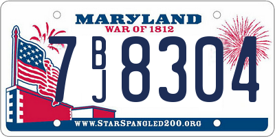 MD license plate 7BJ8304