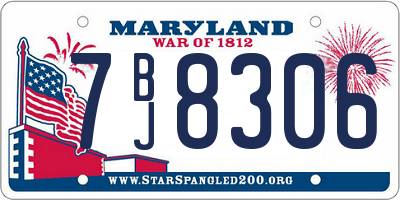 MD license plate 7BJ8306