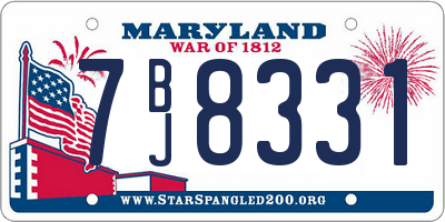 MD license plate 7BJ8331