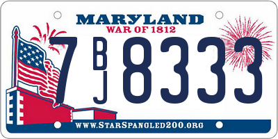 MD license plate 7BJ8333