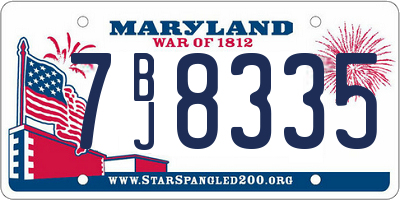 MD license plate 7BJ8335