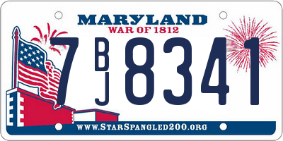 MD license plate 7BJ8341