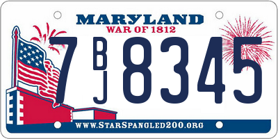 MD license plate 7BJ8345
