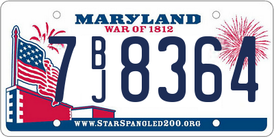 MD license plate 7BJ8364