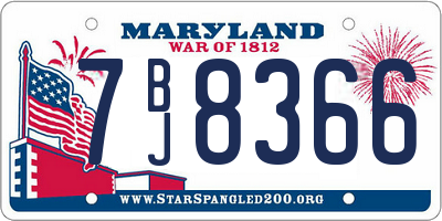 MD license plate 7BJ8366