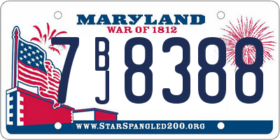 MD license plate 7BJ8388