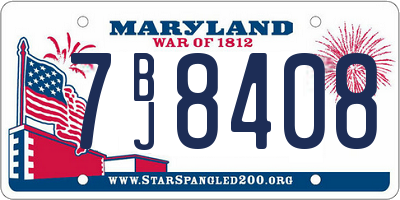 MD license plate 7BJ8408