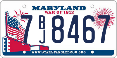 MD license plate 7BJ8467