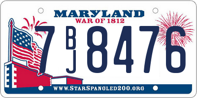 MD license plate 7BJ8476