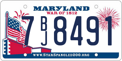 MD license plate 7BJ8491