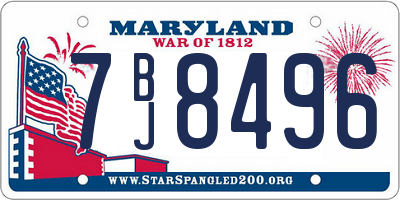 MD license plate 7BJ8496