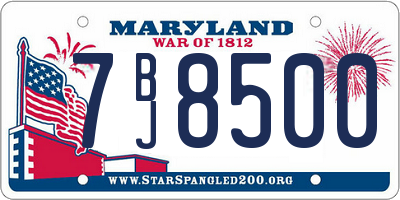 MD license plate 7BJ8500