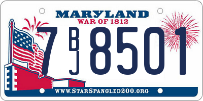 MD license plate 7BJ8501