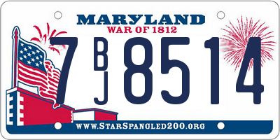 MD license plate 7BJ8514