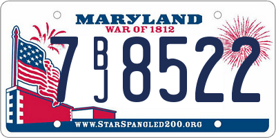 MD license plate 7BJ8522