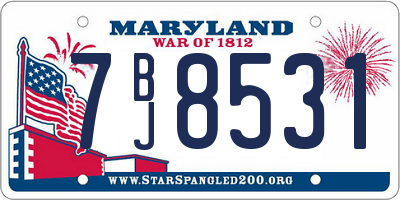 MD license plate 7BJ8531