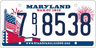 MD license plate 7BJ8538