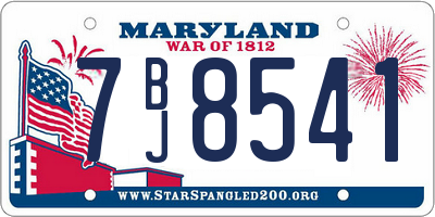 MD license plate 7BJ8541