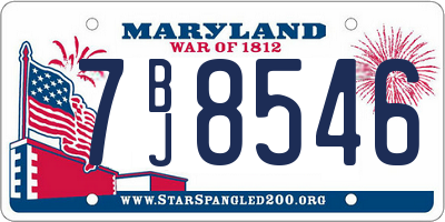 MD license plate 7BJ8546