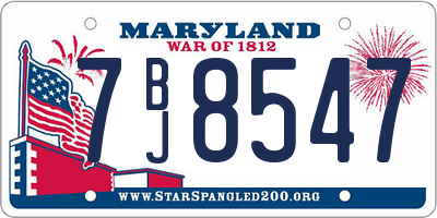 MD license plate 7BJ8547
