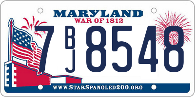 MD license plate 7BJ8548