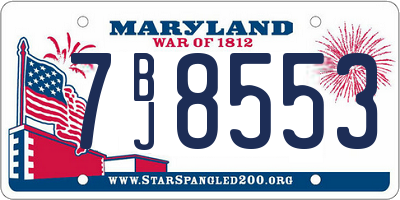 MD license plate 7BJ8553