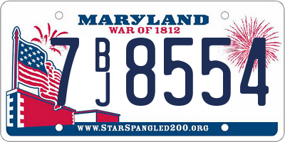 MD license plate 7BJ8554