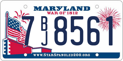 MD license plate 7BJ8561