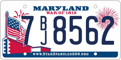 MD license plate 7BJ8562