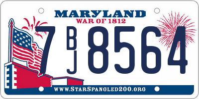 MD license plate 7BJ8564